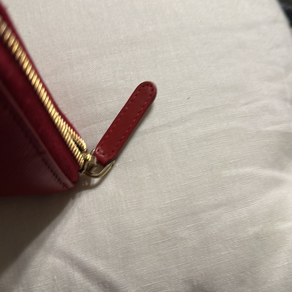 PRADA Logo Ribbon Long Bifold Wallet Saffiano Leather Red - Picture 5 of 6